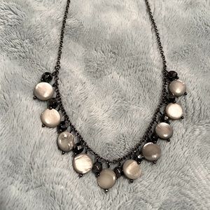 Lia Sophia necklace- hematite chain w/ gray accent mother of pearl beads -$15